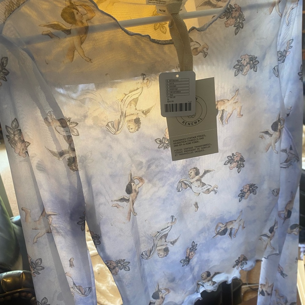 Urban Renewal long sleeve crop top–sheer light blue Renaissance-pretty&feminine!